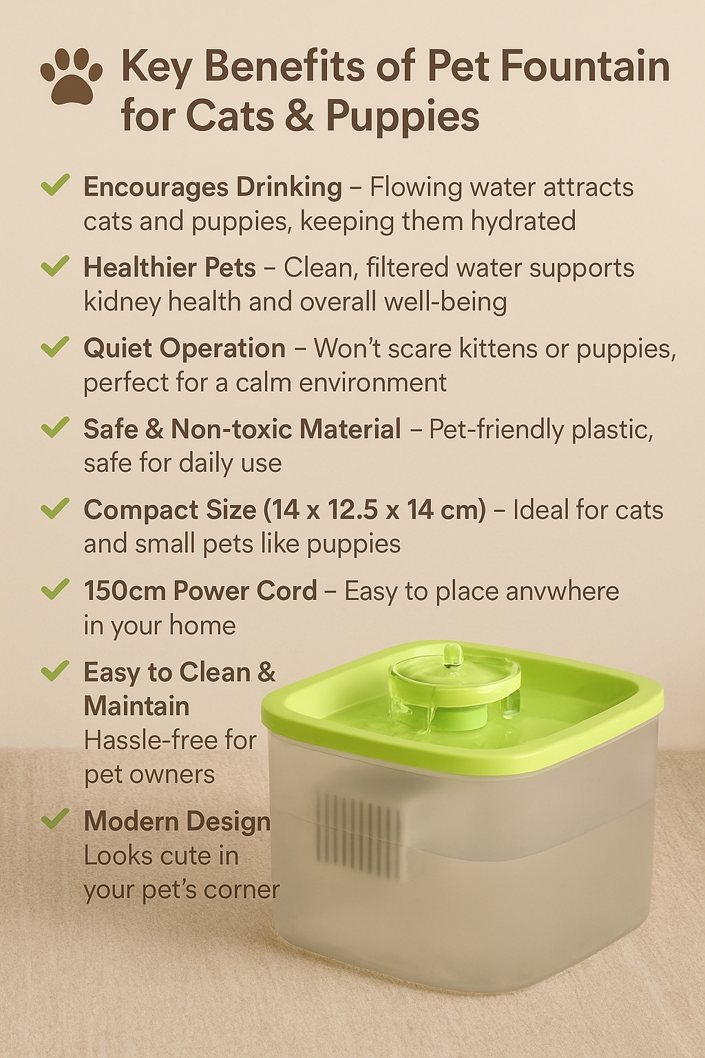 Pet Fountain Water Drinking Well with Filter for Cats & Dogs
