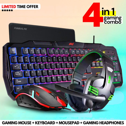 Ultimate 4in1 RGB Light Gaming Keyboard, Mouse, Mouse Pad, Head Phone