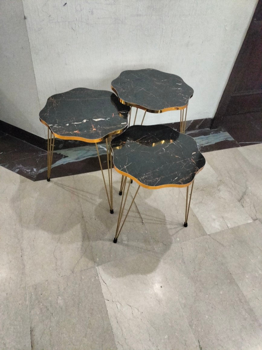 Daisy Nesting Tables With Metal Stand Set of 3