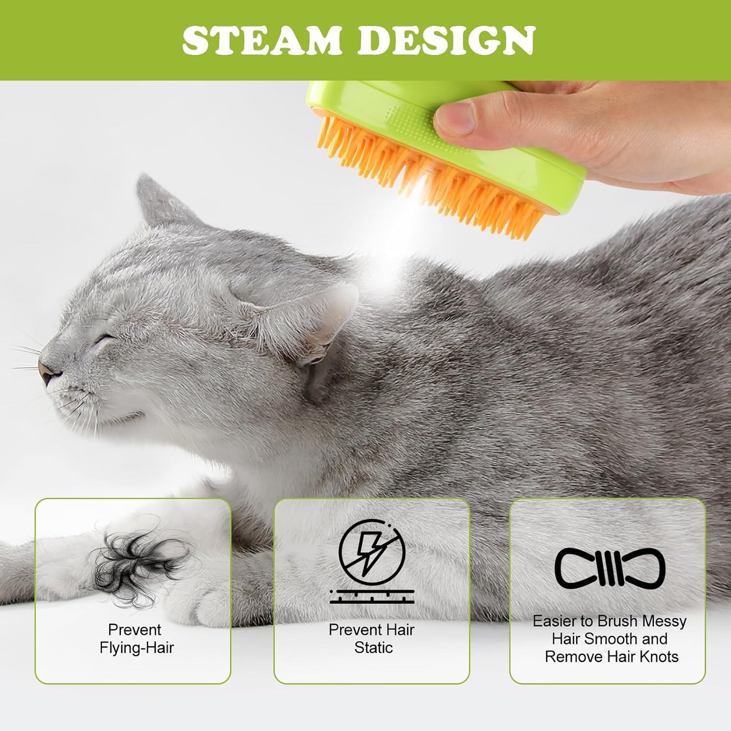 Pet Grooming Steam Brush-Rechargeable